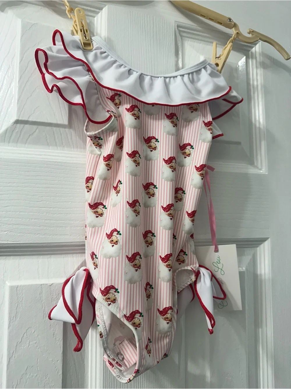 Cecil and Lou One-Piece Swimsuit with Vintage Santa/Christmas Design